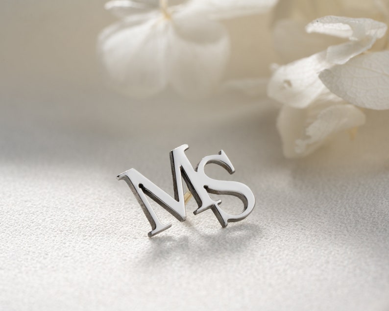 Personalized Initial Letters Brooch, Bride Groomsmen Initials Brooch, Silver Lapel Pin Men Suits, Wedding Letter Lapel Pin, Groomsmen Gift image 6