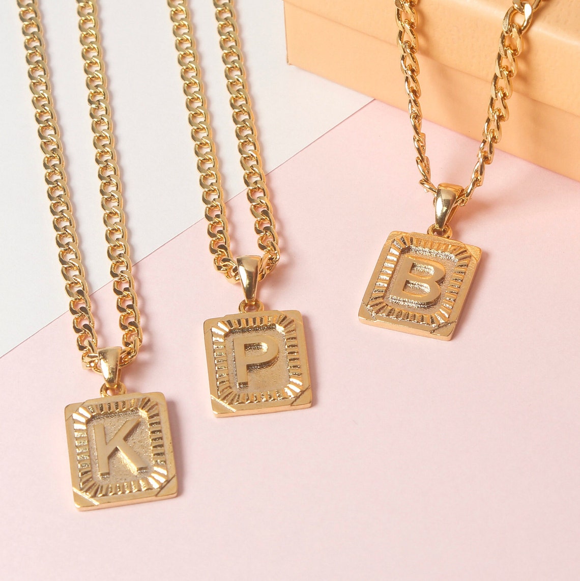 Initial Necklace for Men Curb Chain Letter Necklace Modern Etsy