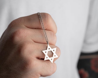 Collar estrella de David, collar Magen David, collar de estrella judía, regalo para judíos, regalo para hombres, collar de hombres judíos, regalo para Bat Mitzvah