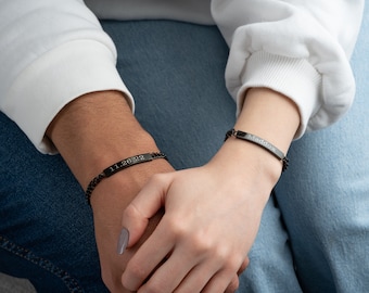 Bijpassende paar armbanden, gepersonaliseerde partners armbanden, koppels sieraden, geliefden armbanden, vriendschap armbanden, cadeau voor mannen, haar geschenk