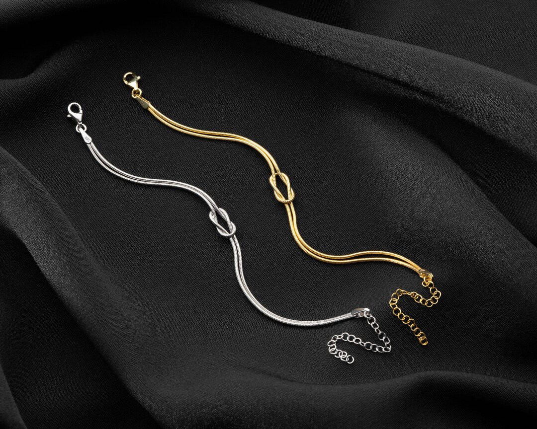 Love Knot Snake Chain Bracelets for Couples Matching Etsy