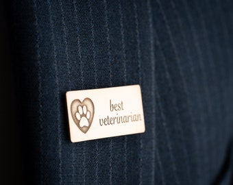 Personalized Veterinary Jacket Lapel Brooch Pin, Vet Name Lapel Brooch Pin, Custom Logo Label Brooch, Veterinary Logo Brooch, Gift For Vet