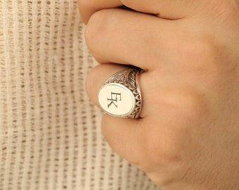 Anillo de letras iniciales personalizado, novia - anillo de iniciales de padrinos de boda, anillo de hombres con letras grabadas en plata, anillo de cartas de boda, regalo de padrinos de boda