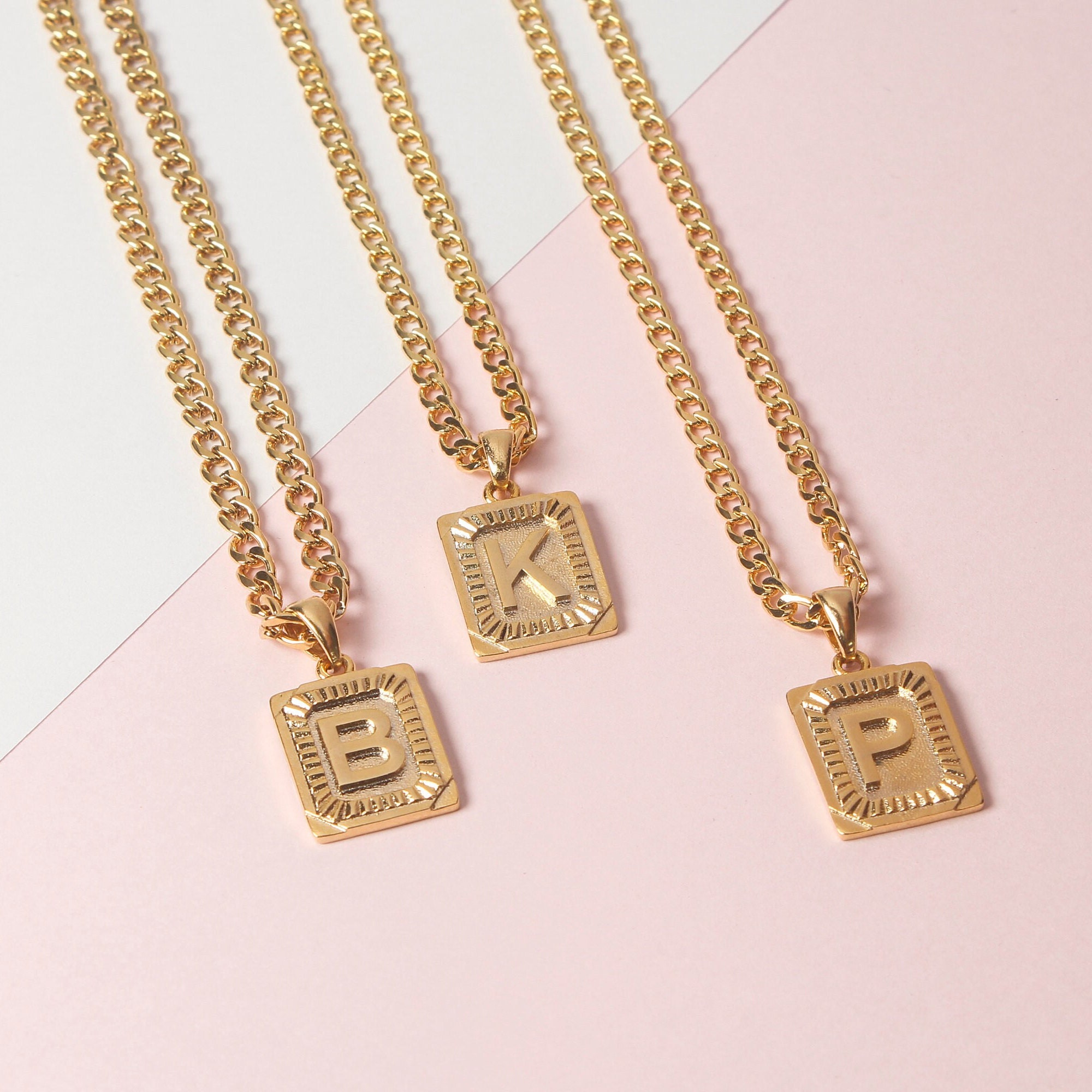 Initiale Halskette für Männer Curb Kette Buchstaben Etsy