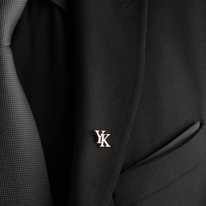 Personalized Initials Jacket Lapel Pin, Unique Letter Lapel Pin, Custom Logo Label Brooch, Gold İnitial Brooch, Gift For Men, Groom Brooch