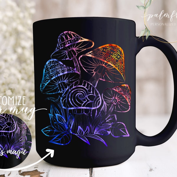 Customizable Magic Mushroom Mug || Large Psychedelic Mushroom Cup