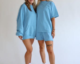 Blue Bubble Gum Heavyweight Hoodie - 100% Cotton | SET4ALL Candy Collection