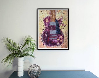 A2 Print Of Original Purple Les Paul Guitar Painting