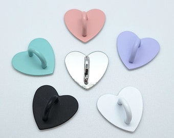 Phone charm hook - adhesive metal heart hook | Cute K-pop kawaii style phone charm holder | Silver/Pastel/Black colours