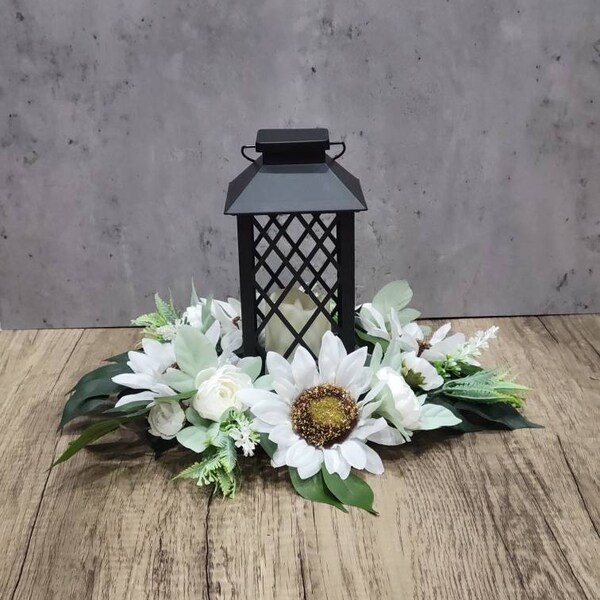 Sunflower Rustic Candle Ring Centerpiece Etsy
