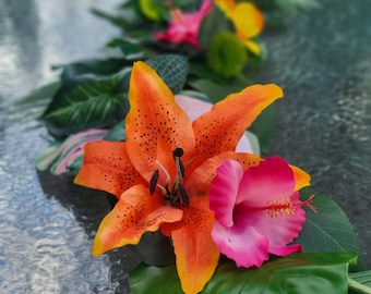 Tropical Garland, Tropical Table Runner, Tropical Decor, Luau Party Decor, Tropical Baby Shower, Tropical Bridal Shower, Hibiscus, Palm