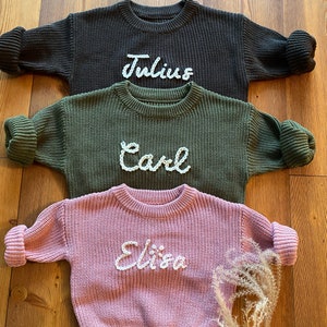 Handbestickter Baby/Kleinkind Pullover, Custom Embroidered Baby/Toddler Sweater, Personalisiertes Baby Geschenk, Personalisierbarer Pullover