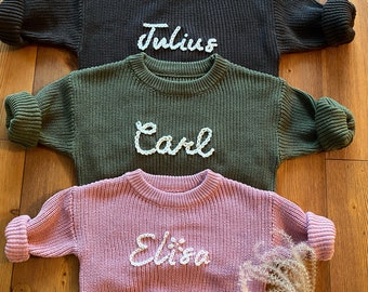 Handbestickter Baby-/Kleinkind-Pullover, individuell bestickter Baby-/Kleinkind-Pullover, personalisiertes Baby-Geschenk, personalisierbarer Pullover