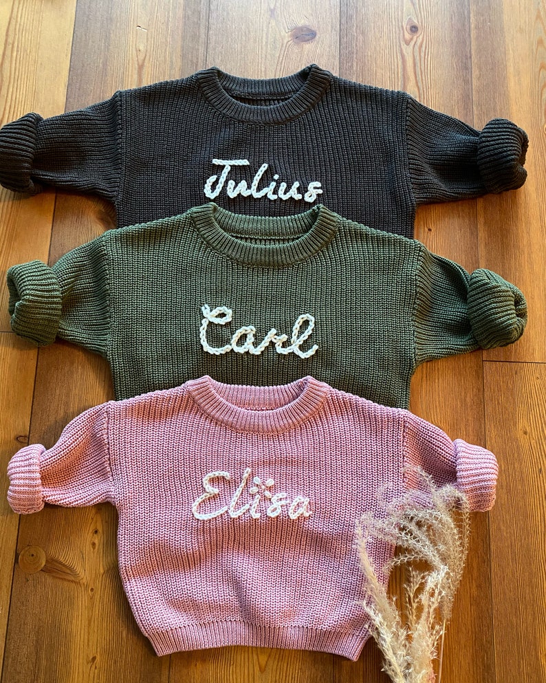 Handbestickter Baby/Kleinkind Pullover, Custom Embroidered Baby/Toddler Sweater, Personalisiertes Baby Geschenk, Personalisierbarer Pullover image 1