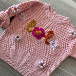 Handbestickter Baby/Kleinkind Pullover, Custom Embroidered Baby/Toddler Sweater, Personalisiertes Baby Geschenk, Personalisierbarer Pullover image 2