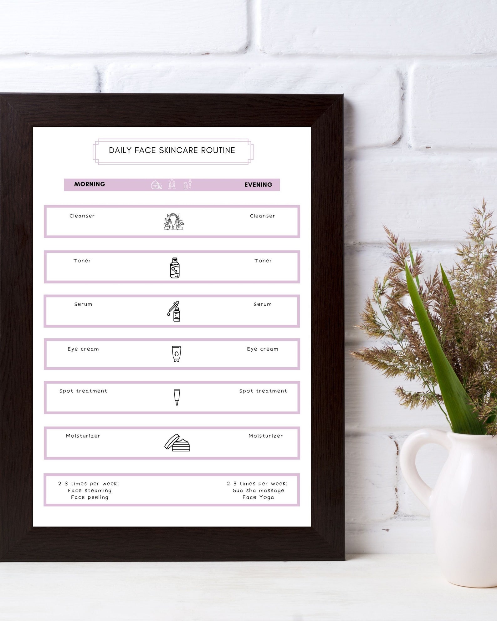 PRINTABLE Skincare Routine Daily Skin Care Routine Printable, Self Care Planner, Morning Routine ...