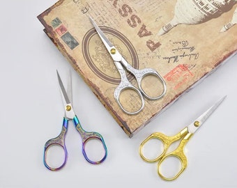 Retro plum blossom stainless steel embroidery scissors - For creative hobbies and sewing