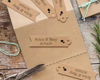 Mariage personnalisé Die Cut Kraft, Étiquettes Kraft de mariage personnalisées, Étiquettes cadeaux Kraft, Étiquettes de mariage en papier Kraft, Étiquettes de faveur de mariage brunes Kraft