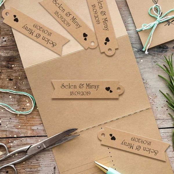 Mariage personnalisé Die Cut Kraft, Étiquettes Kraft de mariage personnalisées, Étiquettes cadeaux Kraft, Étiquettes de mariage en papier Kraft, Étiquettes de faveur de mariage brunes Kraft