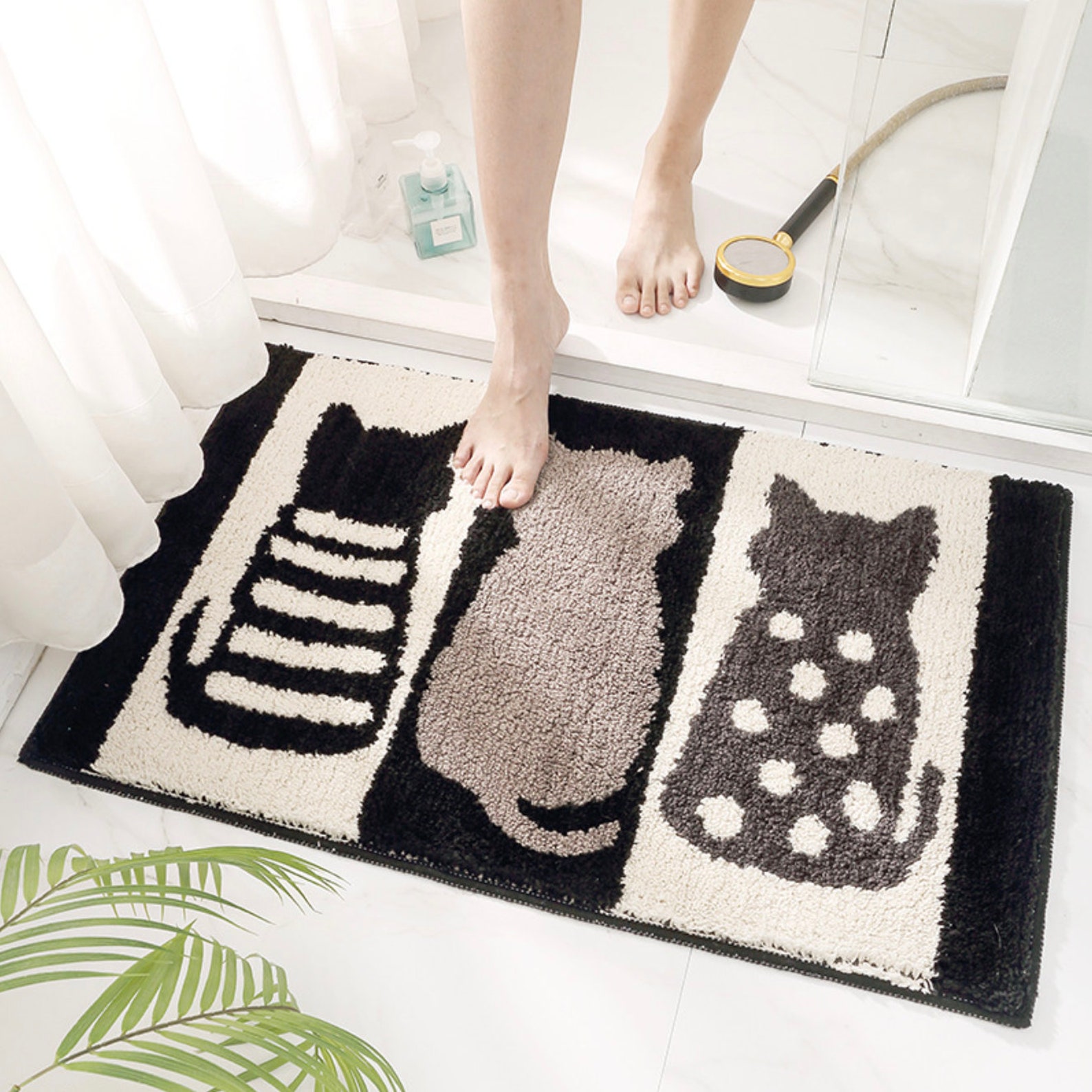 Fluffy 3d Bathroom Rug Set Washable Rug Cute Animal Mats | Etsy