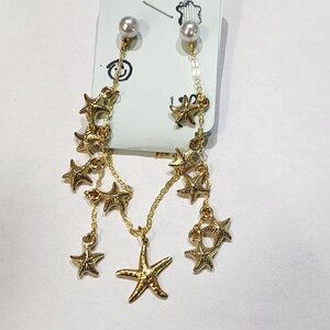 Starfish Summer Jewelry Set – Gold Beach Necklace & Dangle Earrings