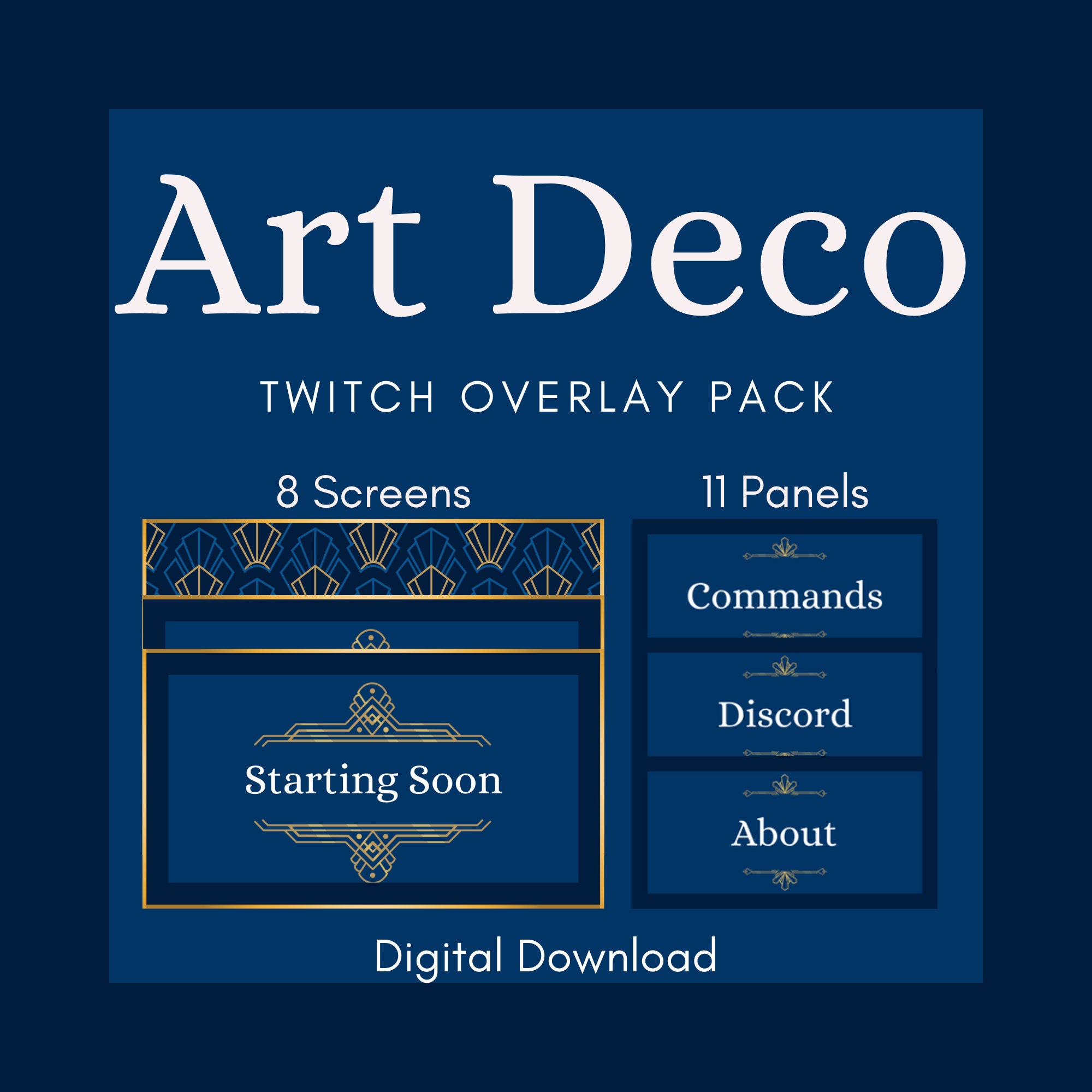 Art Deco Twitch Overlay Pack - Etsy