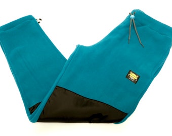 NEATURE - Fleece Jogger "Base Camp" Pant - Pockets/Knee Overlay/Elastic Waistband/Drawcord Ankle (Teal & Black)
