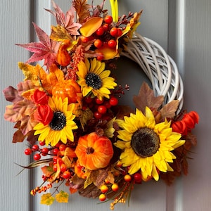 Herbstkranz Danksagungs-Kranz Türkranz Herbst-Kürbis-Kranz Türkranz Orangen-Kranz Herbstkranz Türkranz Herbstlaub