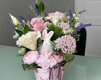 Easter Bunny Floral Centerpiece: Spring Table Arrangement
