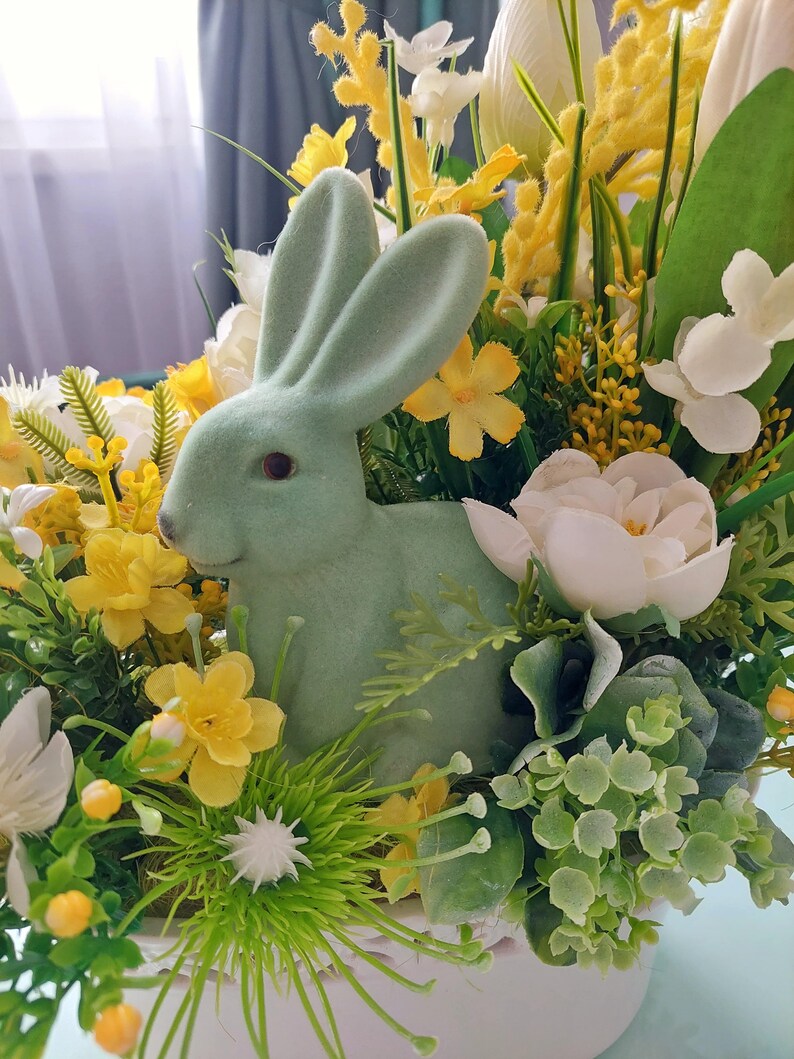 Farmhouse Easter Long Centerpiece Easter Bunny Decor Easter Table Decor