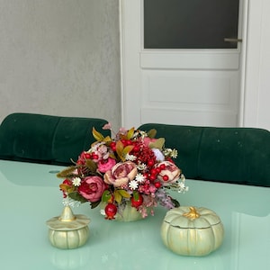 Set 3 Green Pumpkins Centerpiece Pumpkin Table Decor Fall Table Top Autumn Home Decor Thanksgiving Table Fall Centerpiece Pumpkin Decor