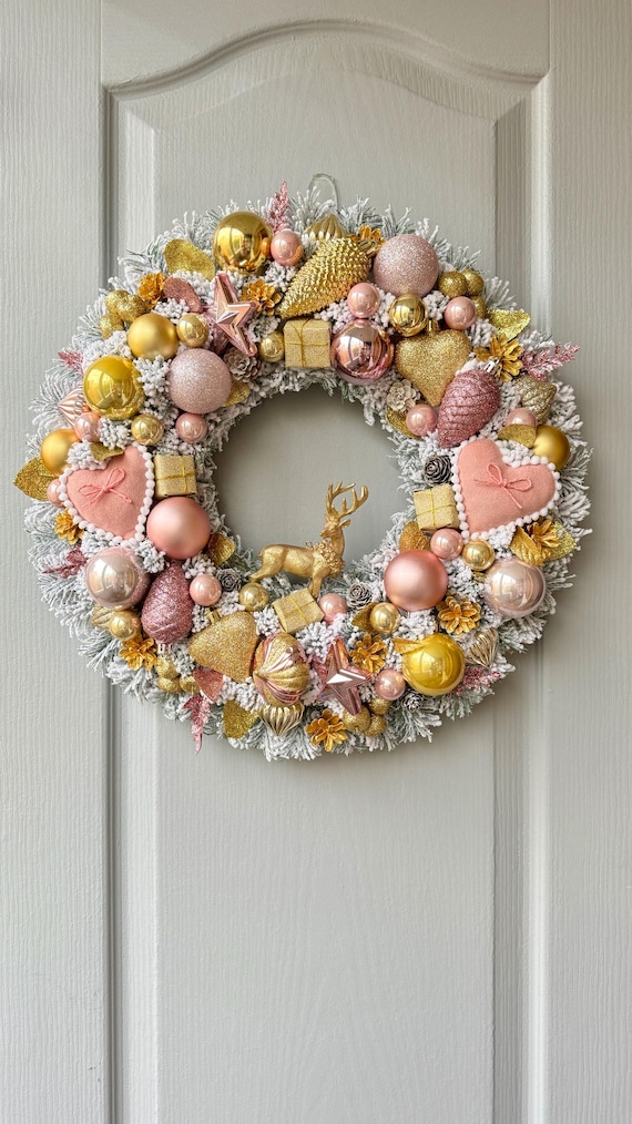 クリスマスリース  ピンクリース クリスマスリース 24cm ピンク