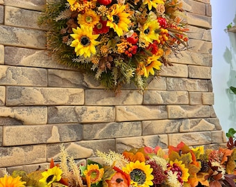 Fall Pumpkin Garland: Thanksgiving Table Decor, Autumn Mantelpiece Foliage