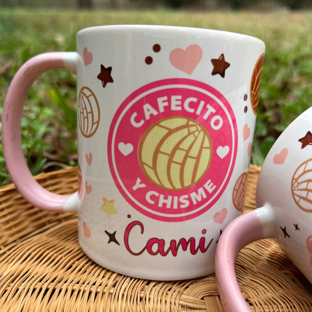 Pink 12oz Cafecito Y Chisme Coffee/tea Mug, Coffee Lover