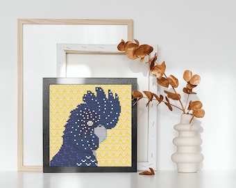 Black cockatoo cross stitch pattern, Australian bird, parrot, PDF download, quick and easy