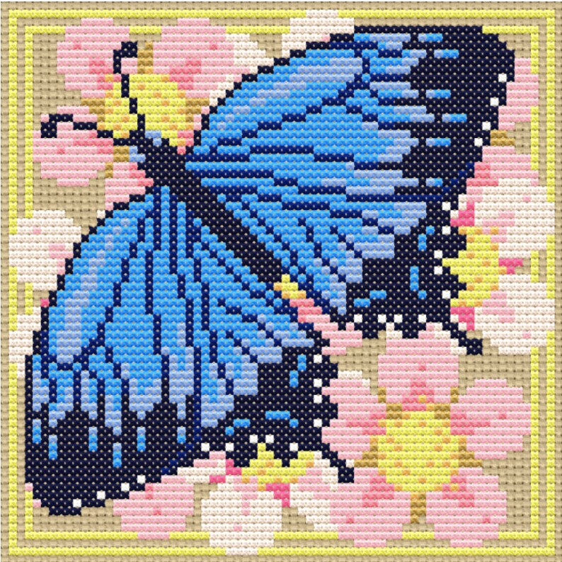 Blue Butterflies Cross Stitch Pattern, Australian Wild Butterflies, PDF