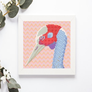 Brolga cross stitch pattern, Australian bird, PDF download