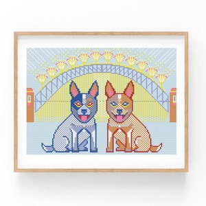 Cattle dog cross stitch pattern, muster dogs, PDF download