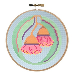 Gum blossom cross stitch pattern, PDF download, small and easy, pink Australian wildflower