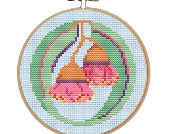 Gum blossom cross stitch pattern, PDF download, small and easy, pink Australian wildflower