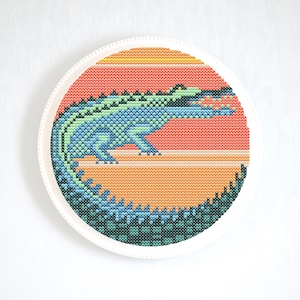 Crocodile cross stitch pattern, Australian animal, PDF download