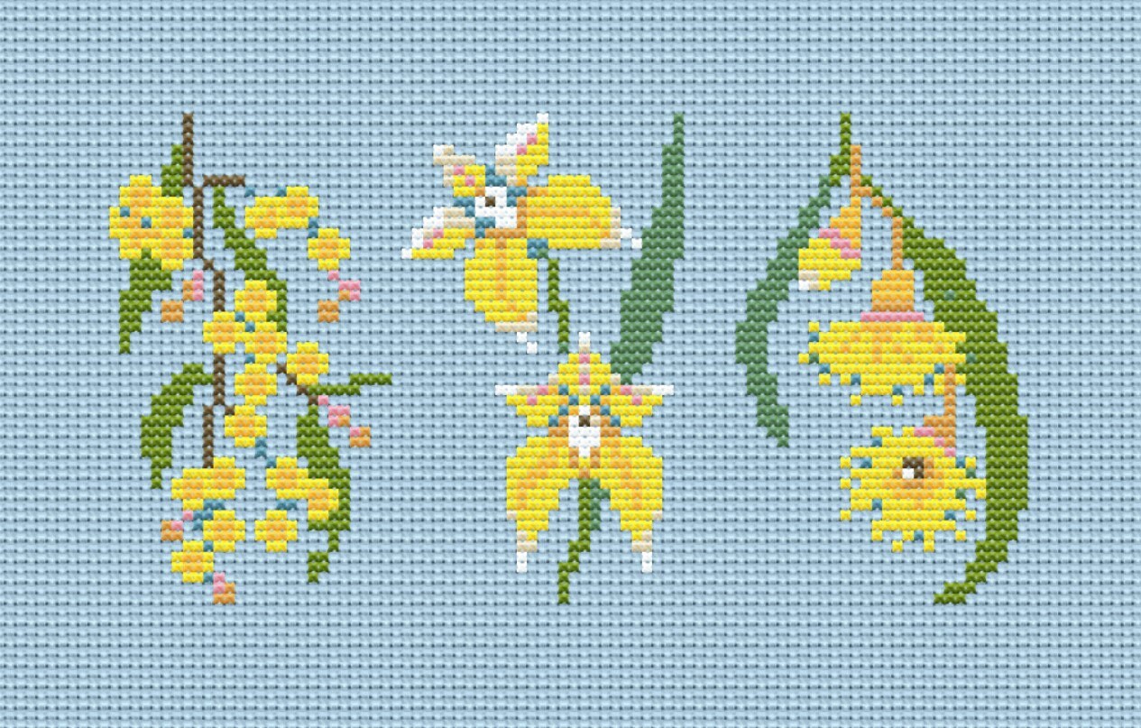 Wildflower Cross Stitch Pattern, PDF Download, Golden Wattle Etsy Australia