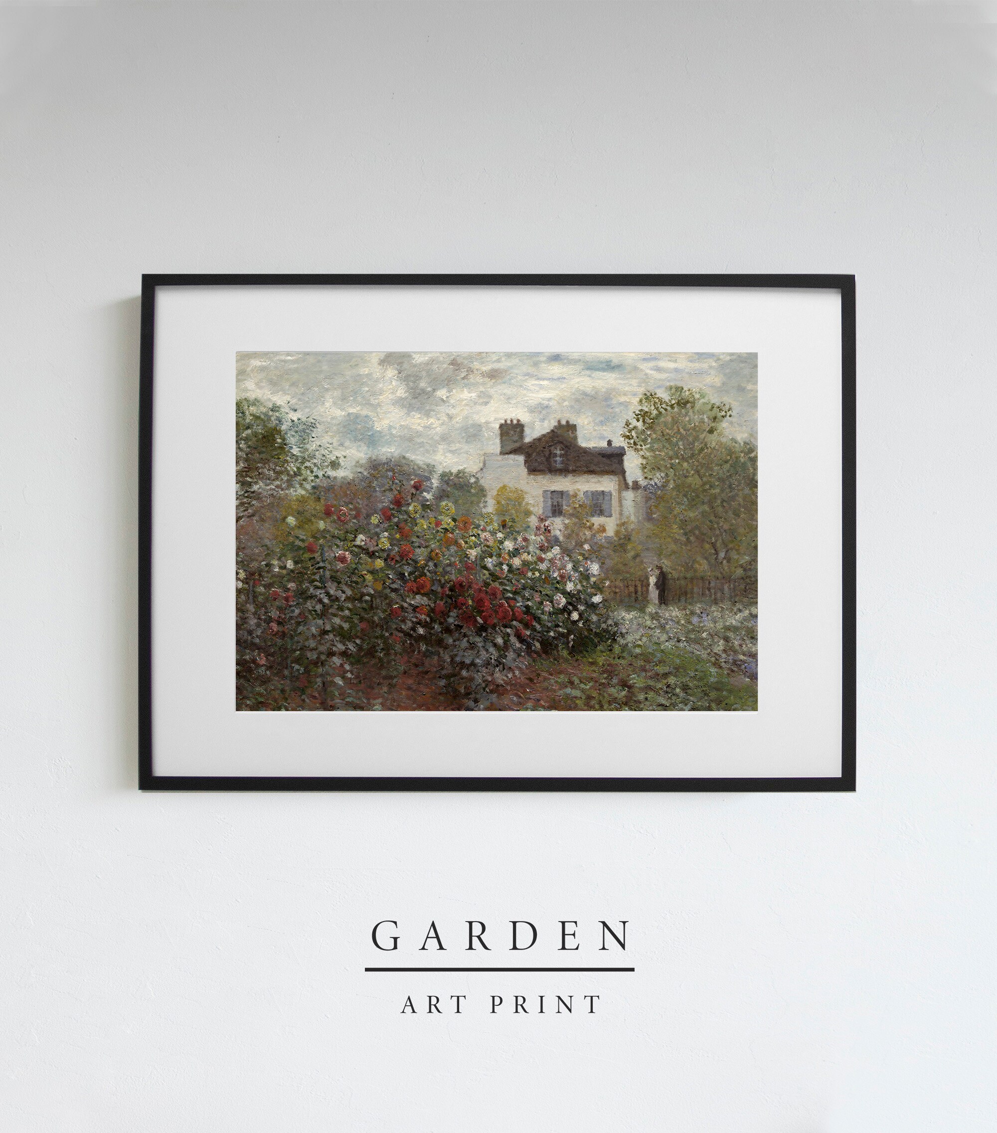 Cottage Oil Painting Rose Garden Wall Art Summer Vintage Muted Print ...