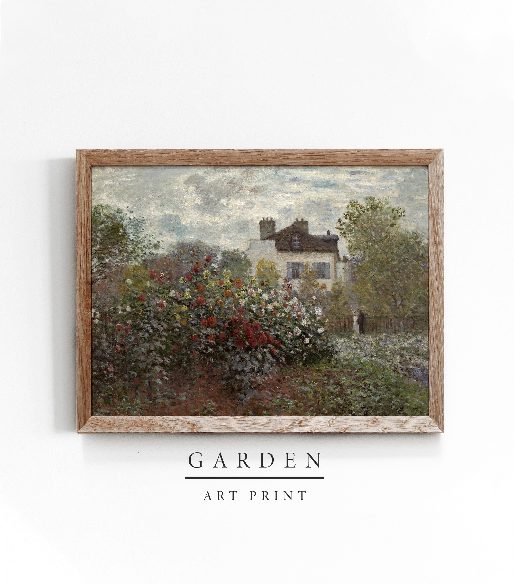 Cottage Oil Painting Rose Garden Wall Art Summer Vintage Muted Print ...