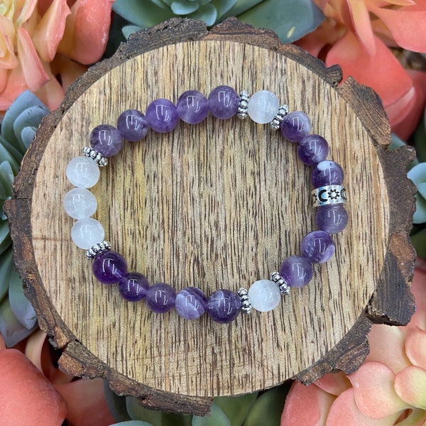 Dream Amethyst and Selenite Healing Bracelet