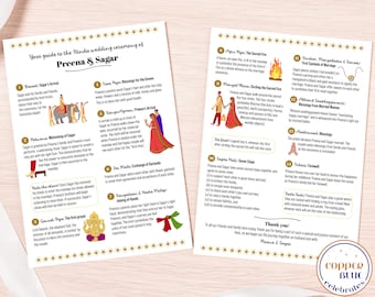 Hindu Wedding Programme | Personalisable Unique A5 Indian Order of Service | Custom Wedding Itinerary Guide | Digital Downloadable PDF JPG