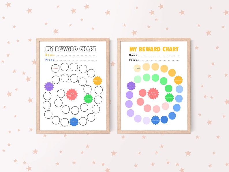 Printable Kids Reward Chart, Kids Routine Chart, Toddler Rainbow Chart ...