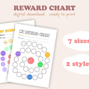 Printable kids reward chart, kids routine chart, toddler rainbow chart, digital download, reward chart for kids printable