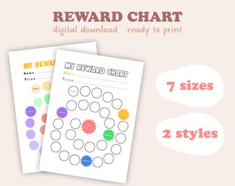 Printable kids reward chart, kids routine chart, toddler rainbow chart, digital download, reward chart for kids printable