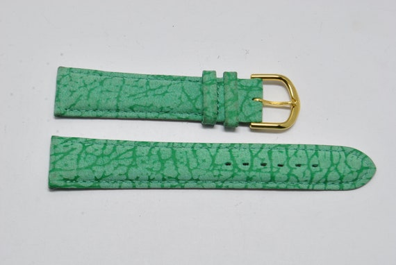 18mm, Green buffalo nubuck leather watch strap, green curved genuine leather, leather strap for watch, green leather